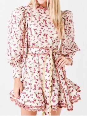 Celia B Alder Corduroy Mini Floral Rose Ruffle Puff